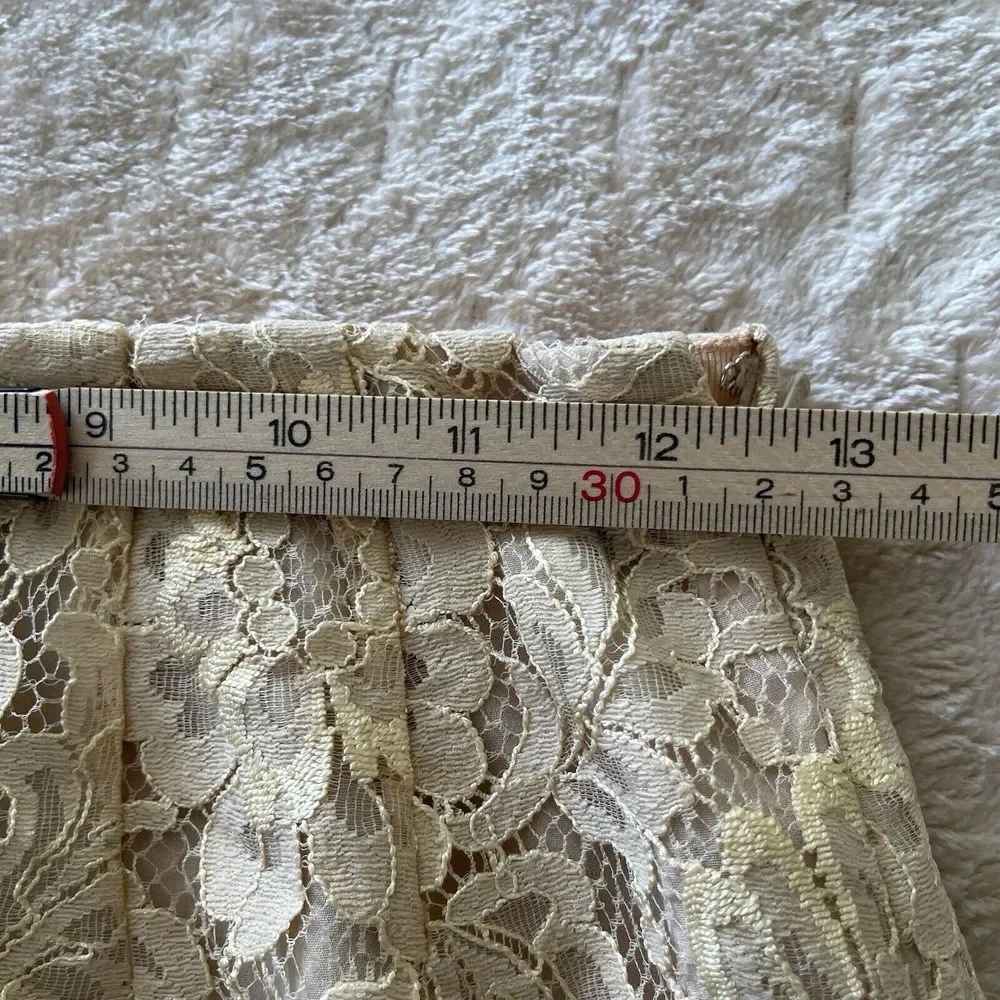 Dana Buchman Lace Midi‎ Skirt Beige Sz 2 Small Coquette Cottagecore